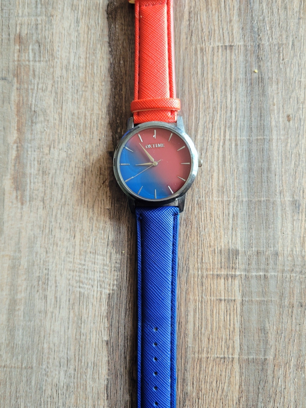 NWOT Two-Tone Orange and Blue Strap Watch